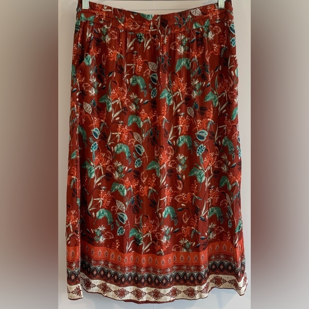 Excellent Condition, Garnet Hill Red "Raelle Midi Skirt" w/ Pockets, Size L/XL - Picture 2 of 16